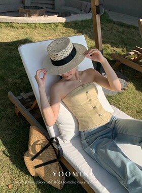 Yoomini2026早春新款韩版小香风气质百搭显瘦一排扣无袖抹胸背心