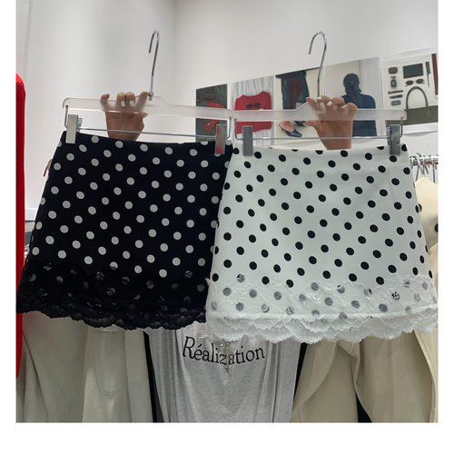 AME2026春夏新款韩气质高品质减龄蕾丝拼接波点半身裙A字裙包臀裙