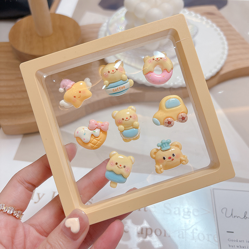 可爱女士黄油小熊中控台车载屏幕立体3D卡通电动车贴车内装饰摆件