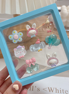 蓝色可爱中控台车载屏幕立体3D卡通电动车贴女车内装饰摆件无痕贴