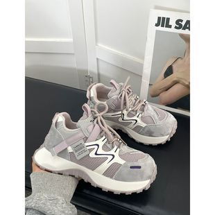 爆款老爹鞋女款2026春夏季新款丑萌阿甘鞋百搭小蛮腰厚底网面女鞋