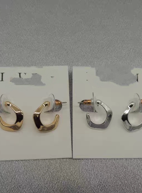 新款青岛欧美时尚百搭气质质感原单尾货简约光面耳钉Q25
