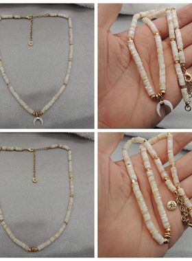 新款青岛欧美时尚百搭气质质感原单尾货天然贝壳打标项链Q22