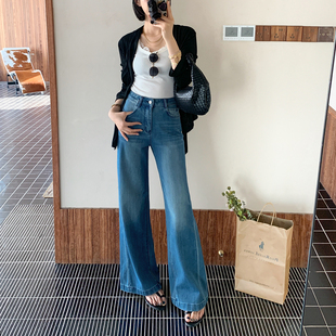 CKLY66883斯卡洛依直筒微喇牛仔裤女2026春季新款高腰不贴腿筒喇