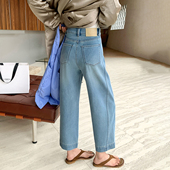 CKLY66938斯卡洛依直筒牛仔裤 女2026春小个子高腰宽松九分奶奶裤