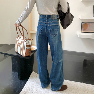 CKLY2660美式风牛仔布弯刀裤