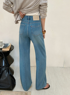 CKLY66927斯卡洛依窄版直筒牛仔裤女2026早春高腰遮胯显瘦拖地裤