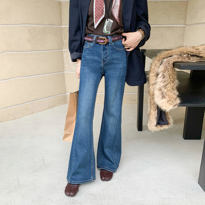 【加绒筒喇】不贴腿微喇牛仔裤