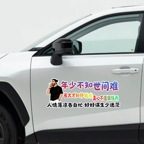 年少不知世间难汽车贴纸个性文字创意装饰贴车窗玻璃贴微卡瞳车贴