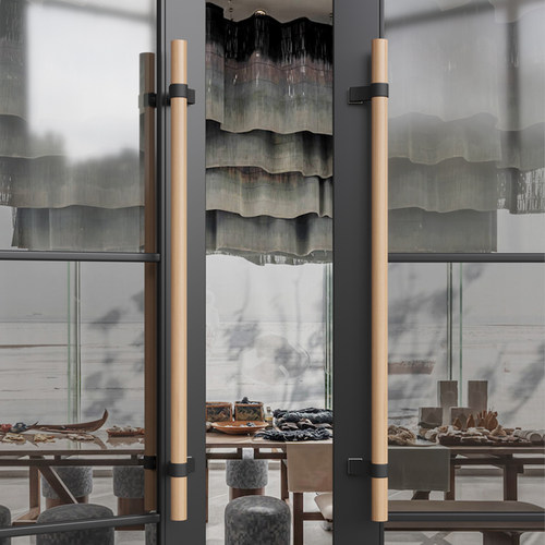 极简玻璃门拉手胡桃实木大门把手