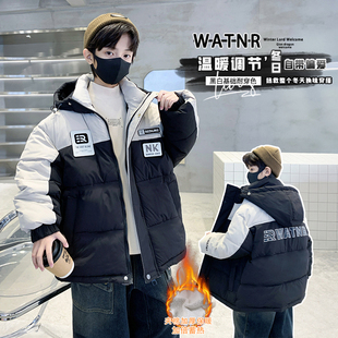 连帽(不可脱卸)聚酯纤维B类保暖男棉袄/棉服