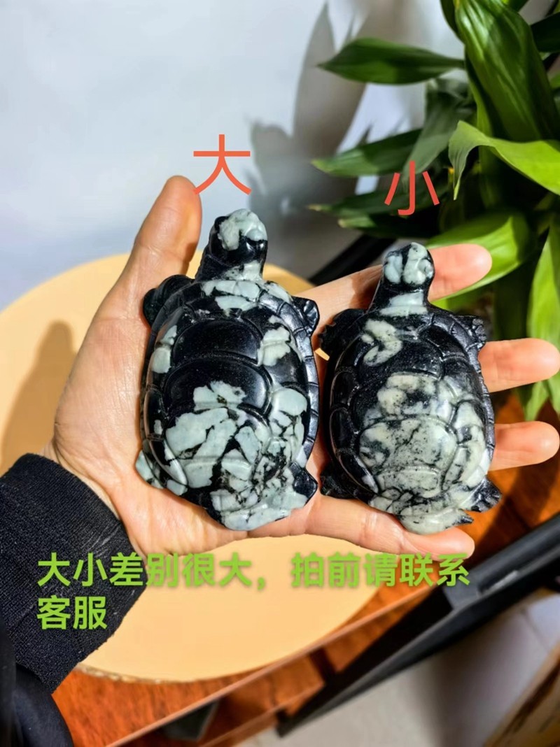 洛阳牡丹石小乌龟 天然奇石 桌面摆件 工艺品 雪花石画面石梅花石