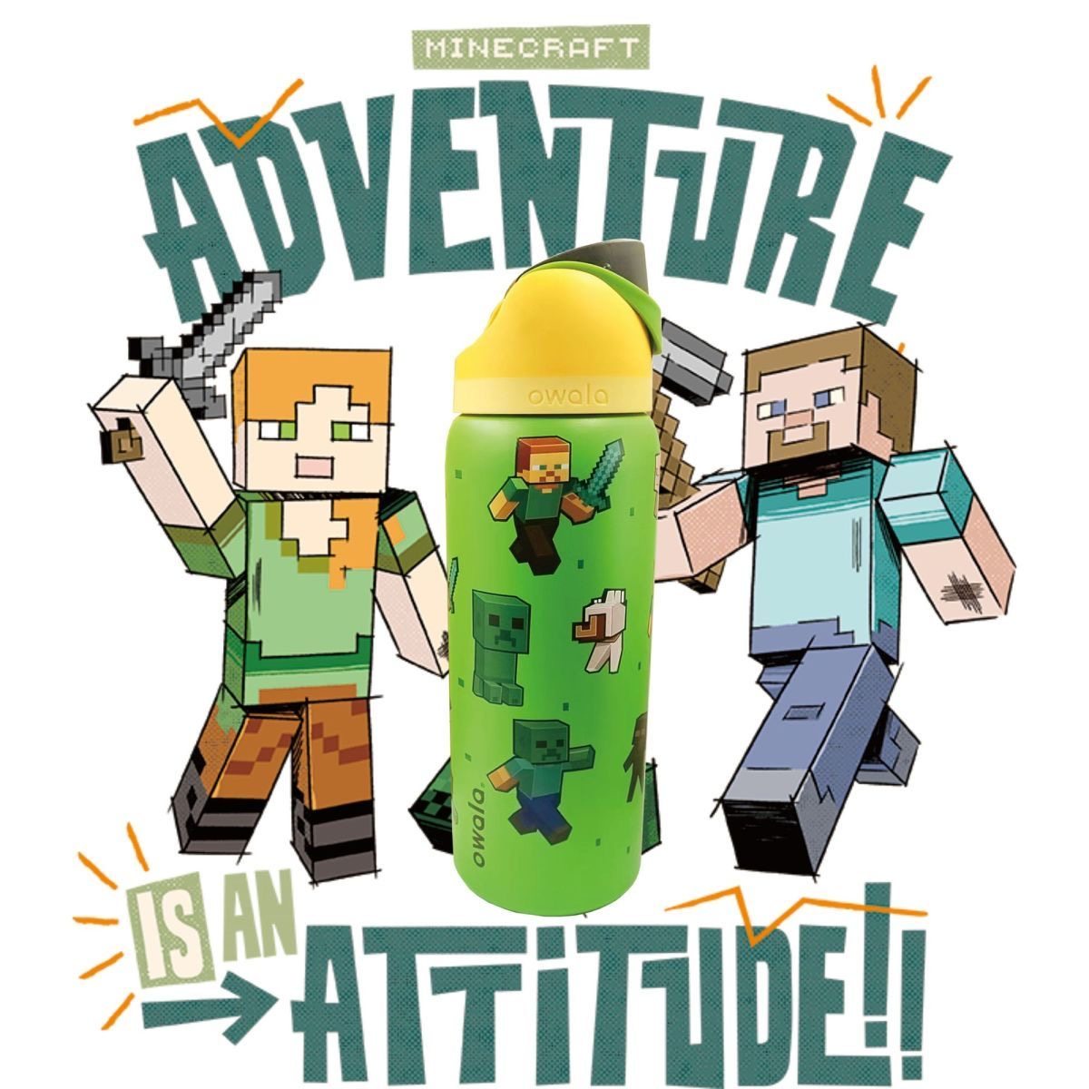 【正版】Owala联名我的世界保温杯304不锈钢可拆卸吸管双饮大容量