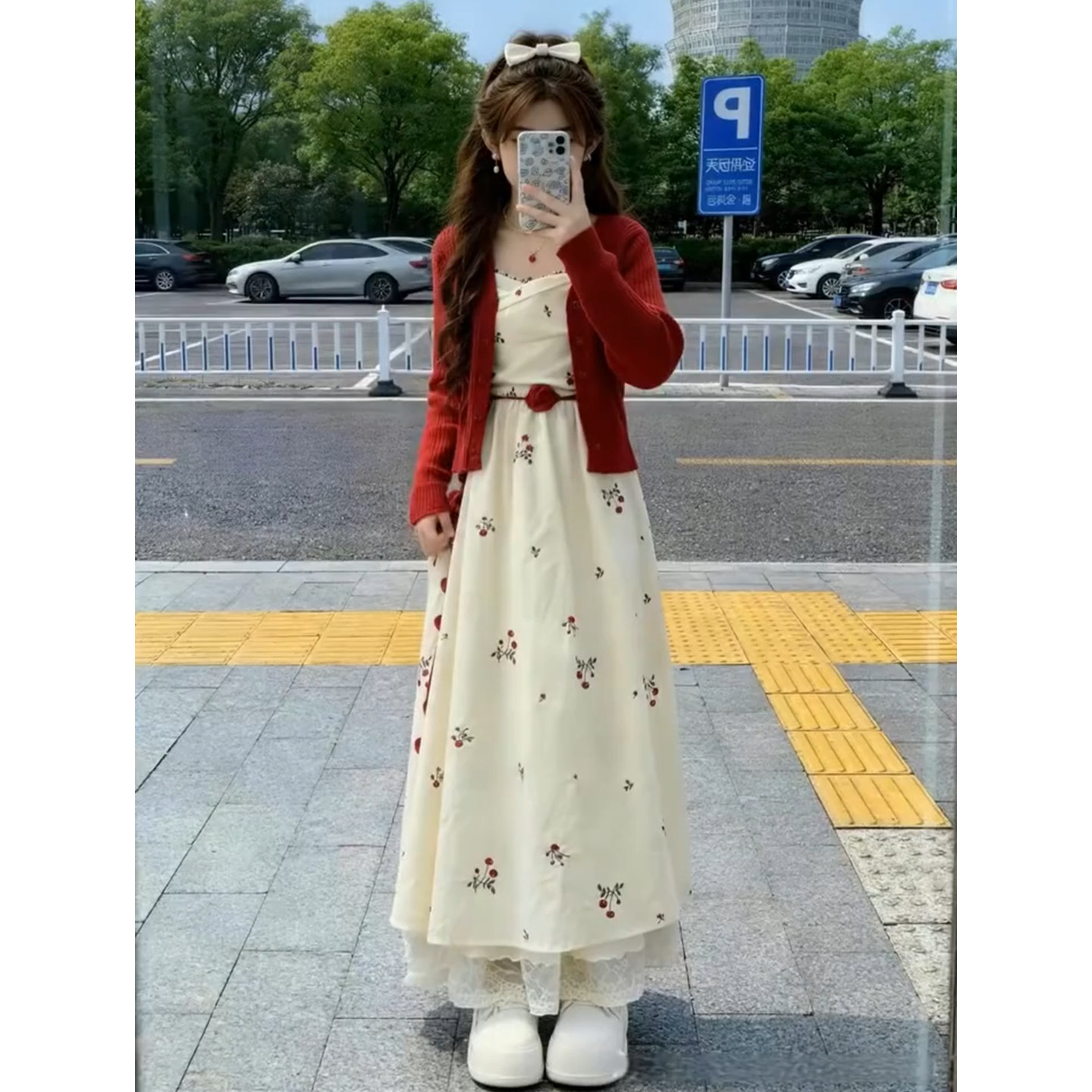 碎花吊带连衣裙子女夏季2026新款小个子早春漂亮绝美长裙穿搭套装