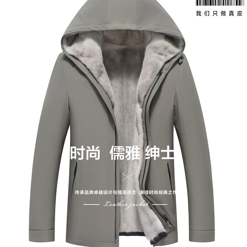 整貂银兰貂内胆皮草外套冬季皮毛一体大衣厚貂皮真皮水貂派克服男