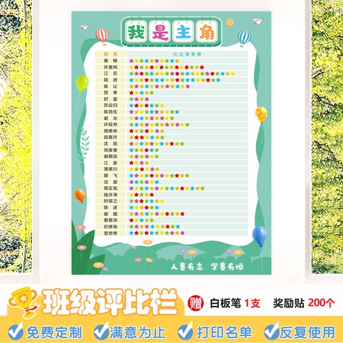 班级评比栏墙贴送奖励贴白板笔
