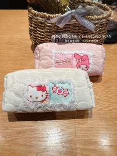 KT猫美乐蒂毛绒刺绣笔袋大容量女生棉料文具盒高颜值女孩铅笔袋