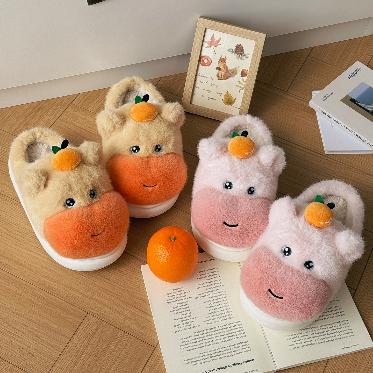 2025新款可爱棉拖鞋女冬季居家室内防滑保暖小水豚噜噜毛毛绒拖鞋