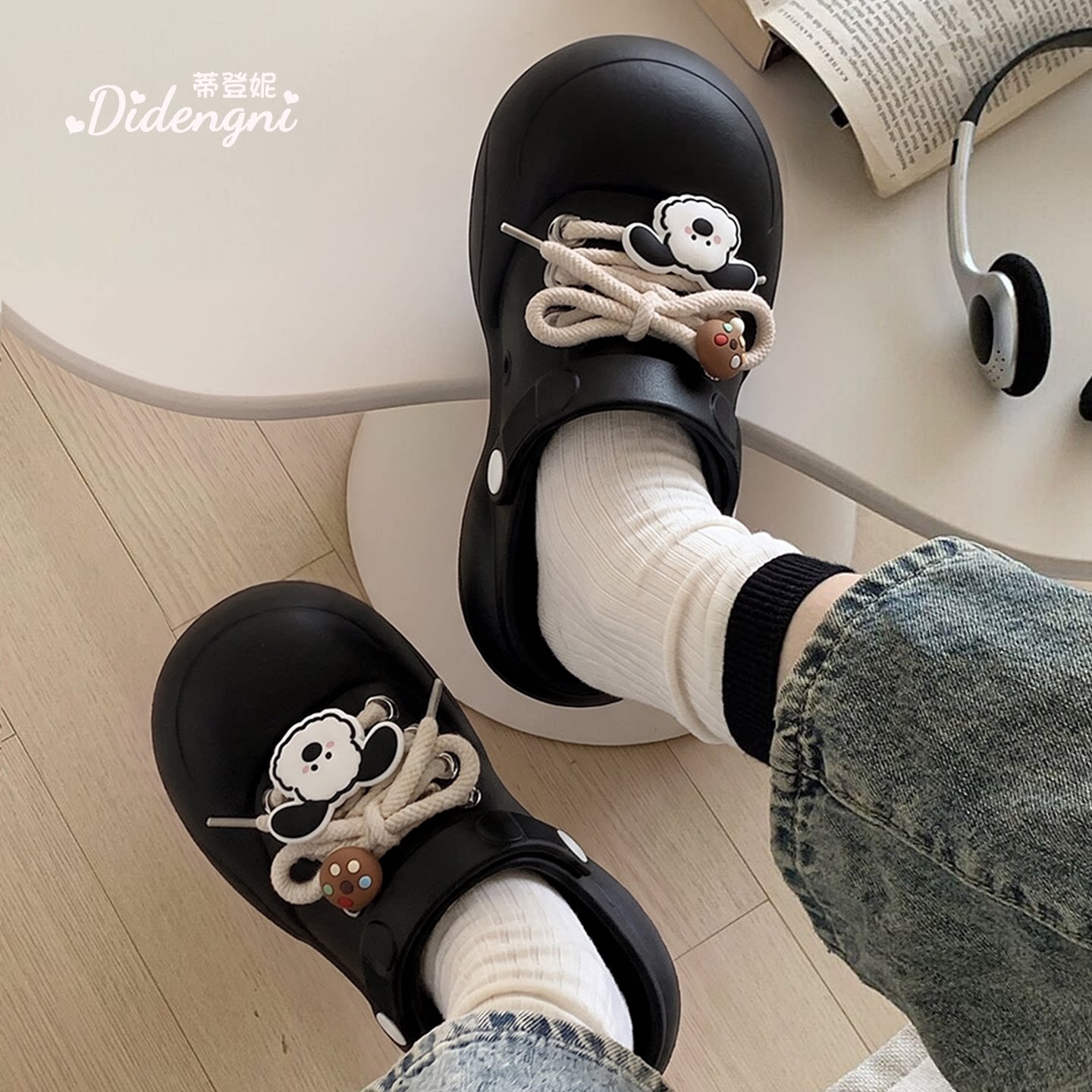 女夏防滑增高软底包头拖鞋洞洞鞋图片