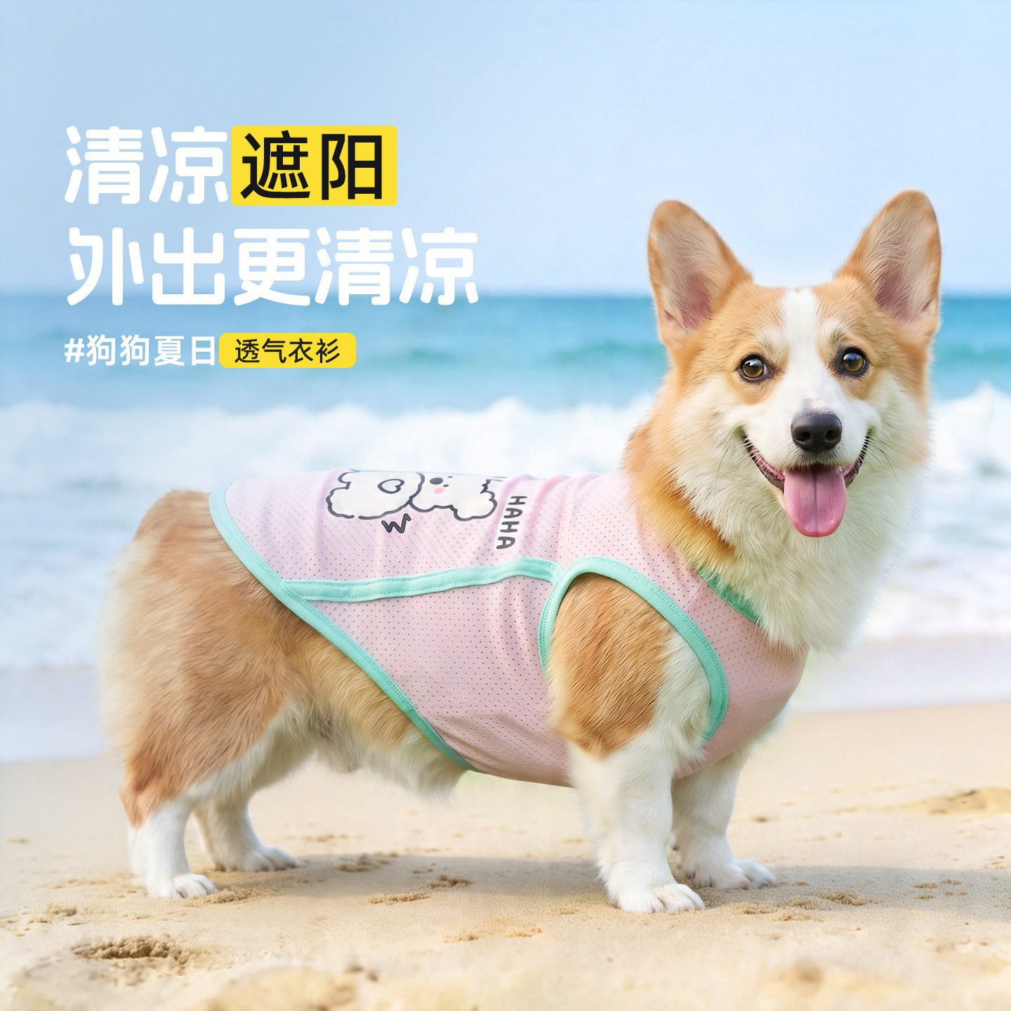 夏季薄款透气中小型犬柯基背心夏图片