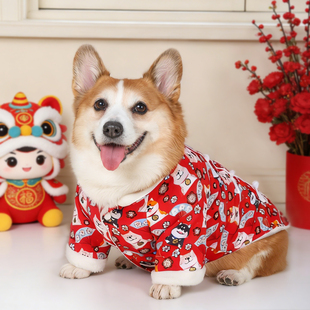 宠物狗狗衣服喜庆保暖加厚加绒新年冬装冬季柯基泰迪中型犬秋冬款