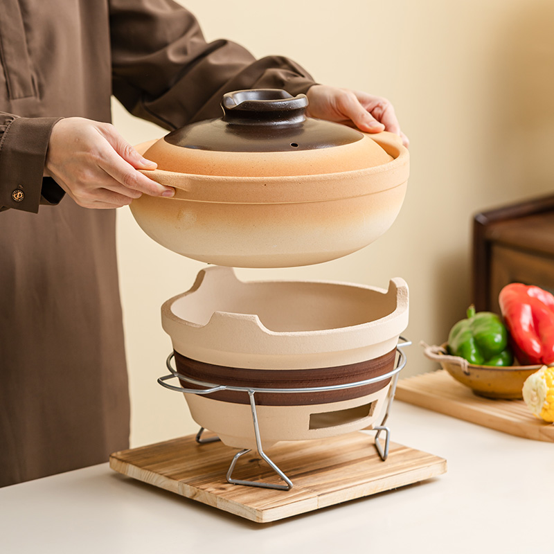 优质陶瓷大容量双耳深砂锅耐高温适配多种炉具日常烹饪好帮手