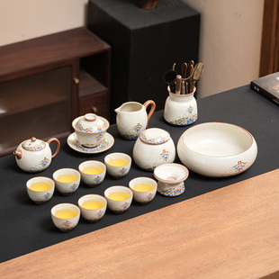 江崖言宋16头茶具套组羊脂玉瓷邂逅海水江崖纹传承宋代美学韵味