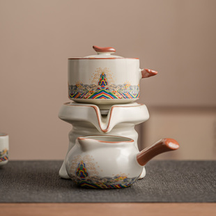 家用喝茶防烫泡茶壶陶瓷功夫茶杯办公室冲茶神器 汝窑自动茶具套装