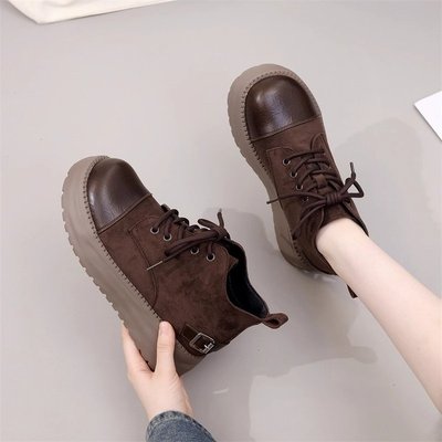 马丁靴女款2025秋冬新款英伦风时尚厚底舒适百搭系带式增高短靴子