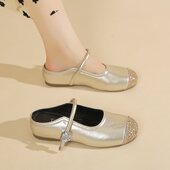 女夏外穿银色内增高玛丽珍凉拖女鞋 法式 超火包头半拖鞋