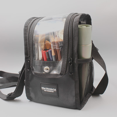 化妆包PVC透明牛津面料隔板可拆卸斜跨跟妆现场化妆师剧组防水包