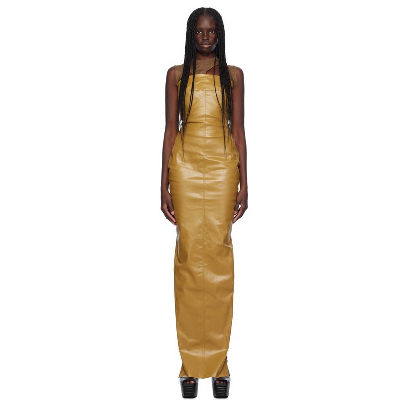 rickowens 黄褐色 porterville bustier 连衣裙女百搭仙女裙婚