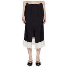 [迷衣APP优惠码：KCHP] pushBUTTON 黑色 Frilled Hem 半身裙女