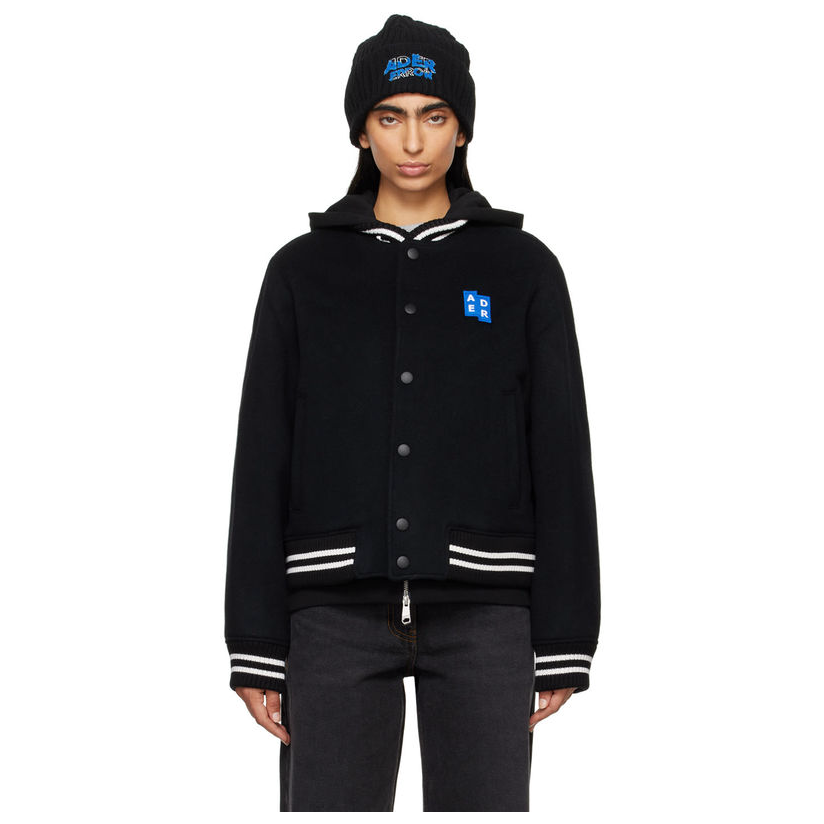 ADER ERROR 黑色 Significant 系列 TRS Tag 棒球夹克短外套女