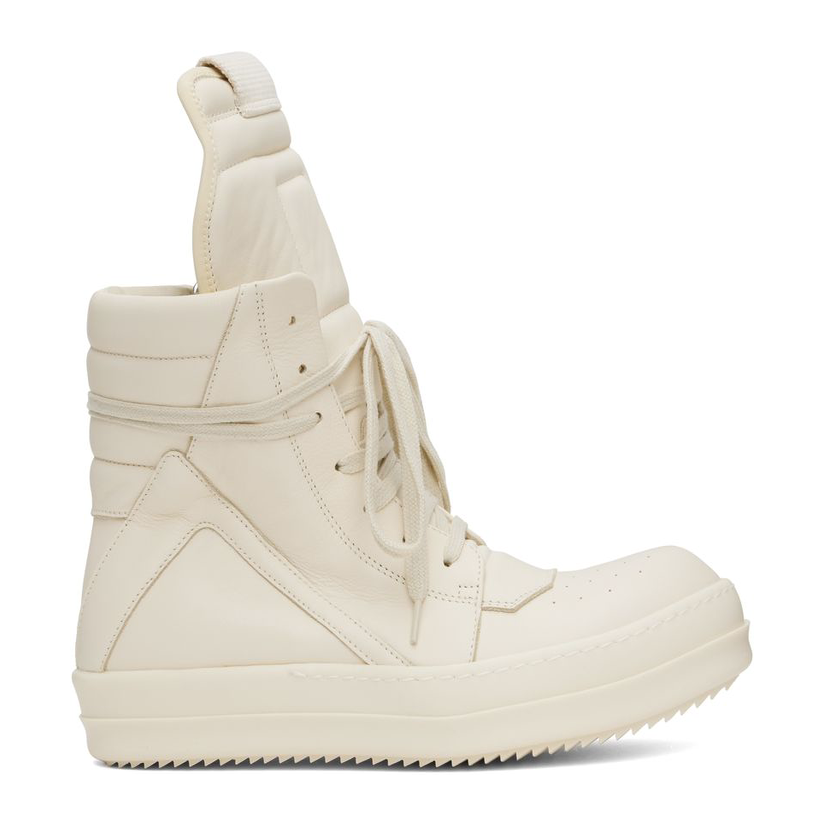 RICKOWENS 灰白色 Hollywood Geobasket 高帮运动鞋男