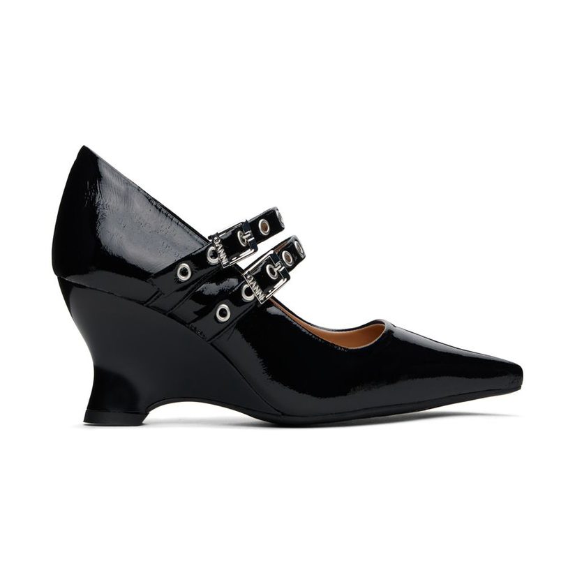 [迷衣APP优惠码：KCHP] GANNI 黑色 Eyelets Low Wedge 高跟鞋女