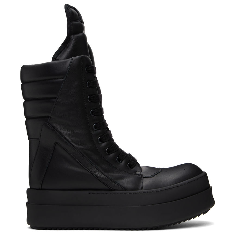 RICKOWENS 黑色 Hollywood Mega Geobasket 高帮运动鞋男
