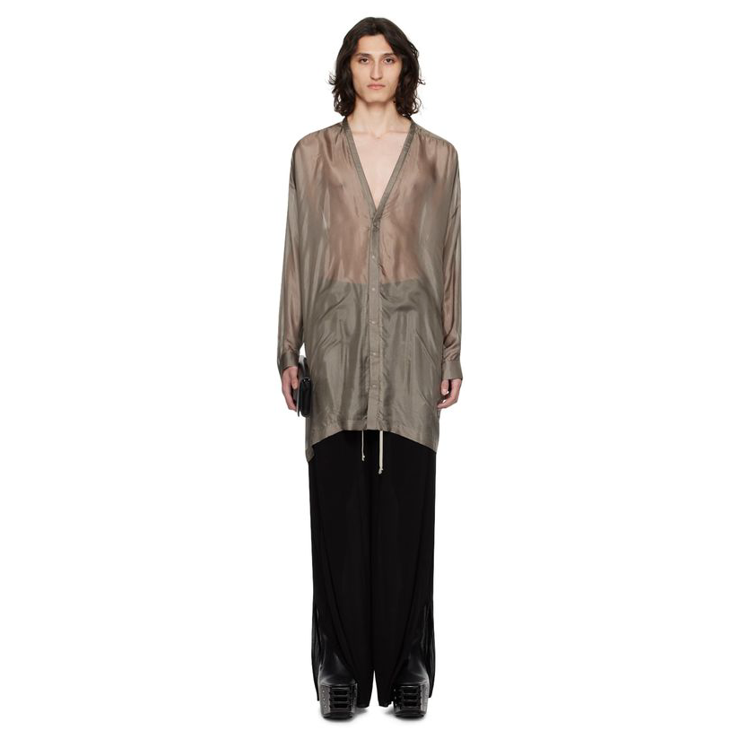 [迷衣APP优惠码：KCHP] RICKOWENS 灰褐色 Larry 衬衫男经典衬