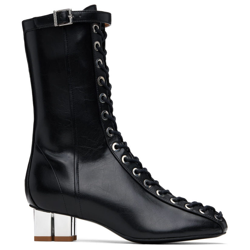 GANNI 黑色 Oleatex Eyelets Lace-Up 踝靴女