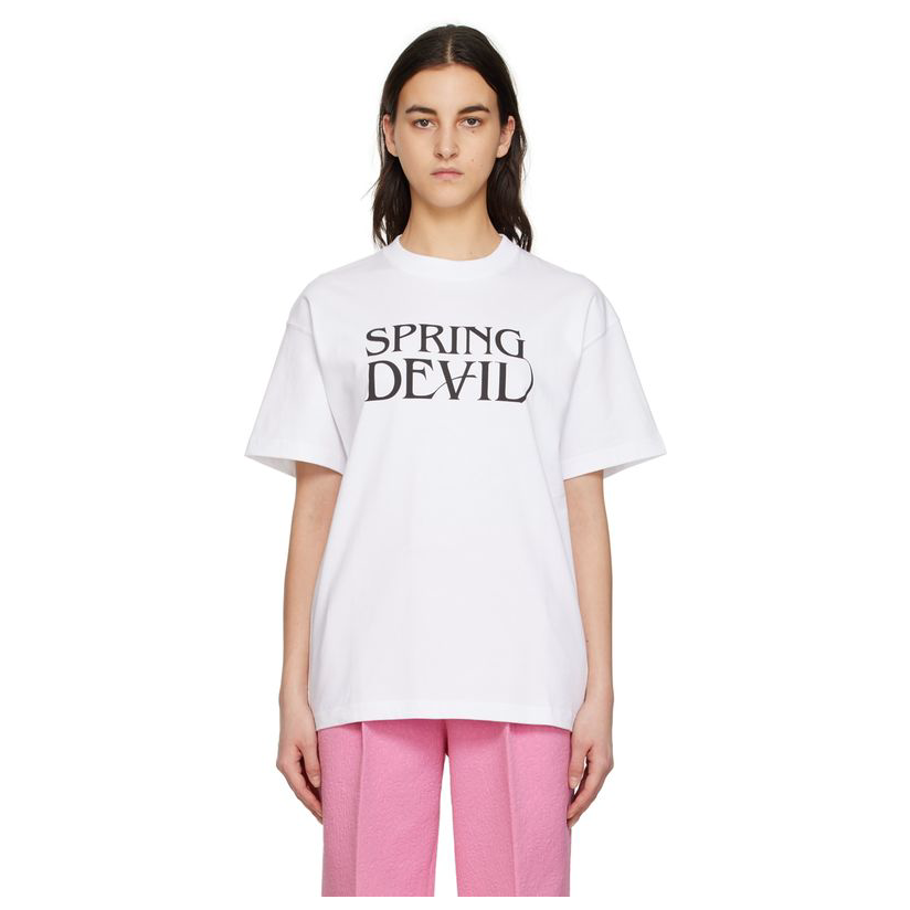 [迷衣APP优惠码：KCHP] Soulland 白色 Spring Devil T 恤女情
