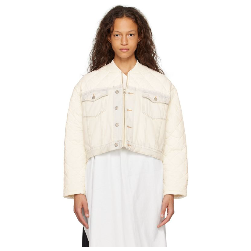 Mm6 Maison Margiela 灰白色  蓝色拼接牛仔夹克短外套女休闲经