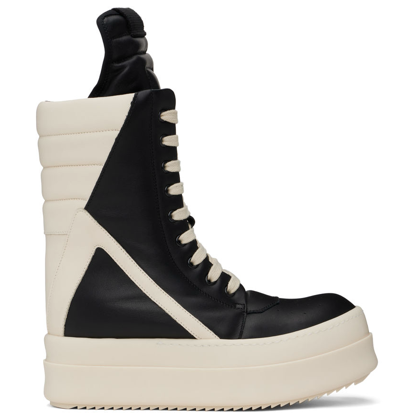 RICKOWENS 黑色  灰白色 Hollywood Mega Geobasket 高帮运动鞋男