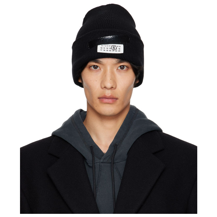 Mm6 Maison Margiela 黑色 Taped Label Wool 毛线帽男