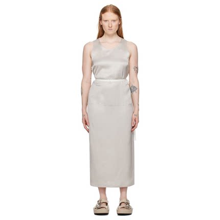 [迷衣APP优惠码：KCHP] Mm6 Maison Margiela 灰色开衩连衣裙女