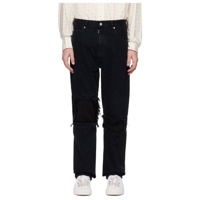 Mm6 Maison Margiela 黑色 Cut Knee 牛仔裤男男裤轻质运动裤透