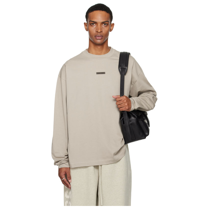 ESSENTIALS 灰褐色 Classic Fit 长袖 T 恤男新款休闲宽松透气