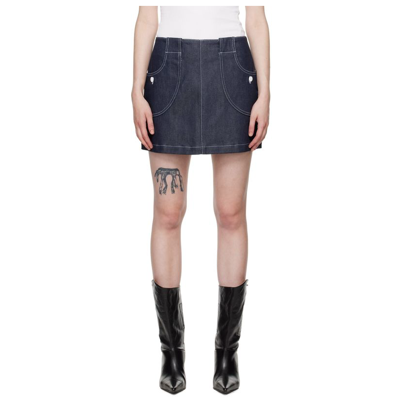 A.P.C. 蓝色 Katie Holmes 联名 Samantha 牛仔短裙女OL风裙子