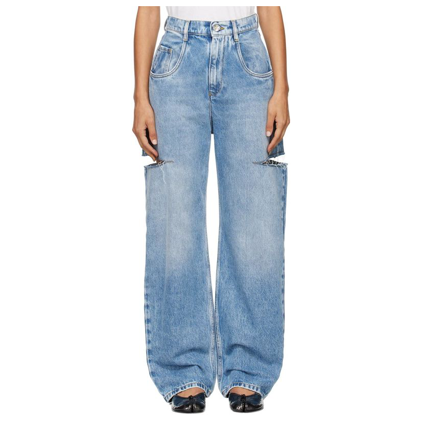 maison margiela 蓝色 Slash 牛仔裤女潮流显瘦设计感修身百搭