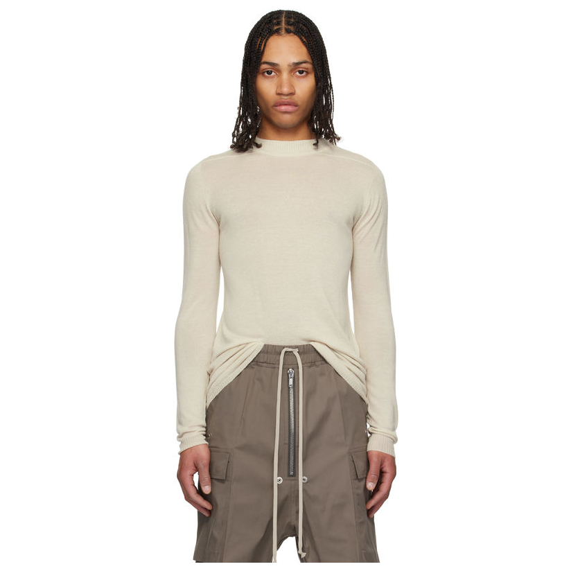 RICKOWENS 灰白色 Hollywood Level Lupetto 毛衣男商务休闲中