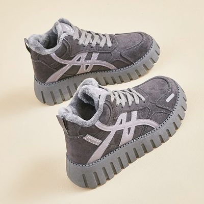 加绒高帮运动鞋女2025冬季厚底百搭加厚爆款增高保暖休闲老爹棉鞋